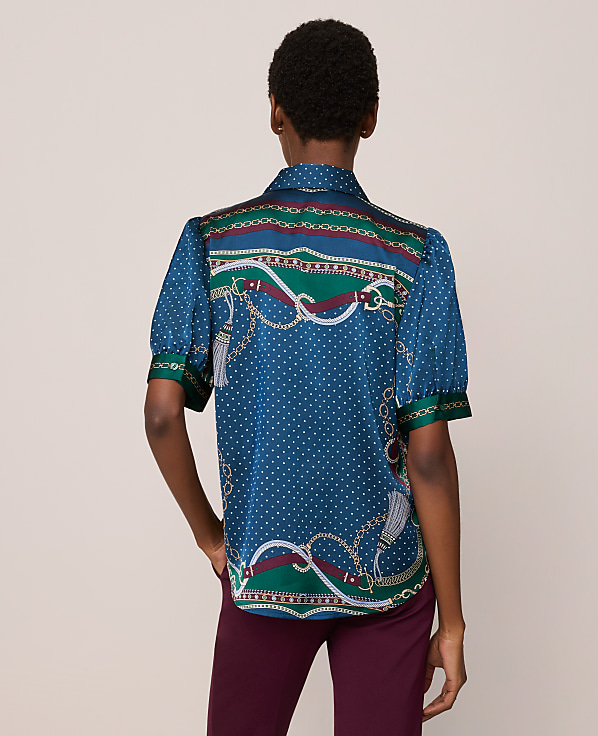 Chain Link Print Satin Blouse