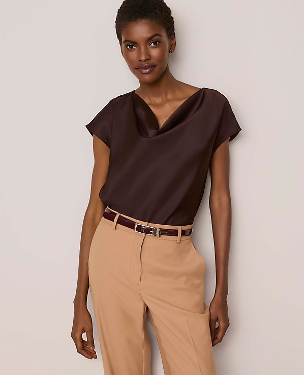 Satin Cowl Neck Top
