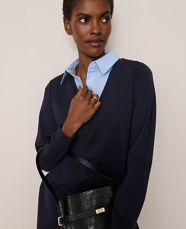 Collared Ponte Shift Dress