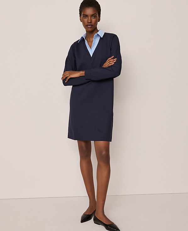 Petite Collared Ponte Shift Dress