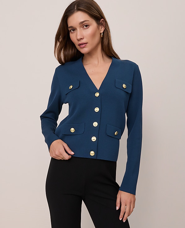 Petite V-Neck Sweater Jacket