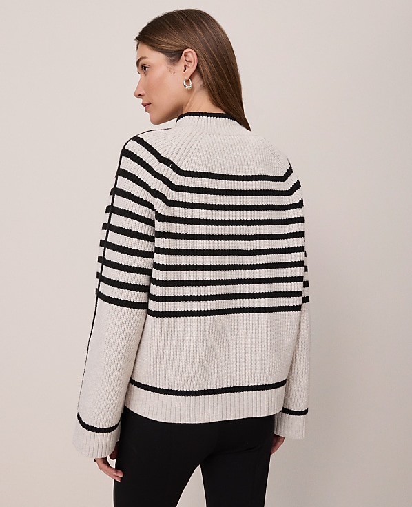 Weekend Striped Mock Neck Sweater