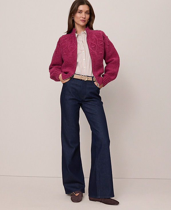Weekend Cable Bomber Sweater Jacket