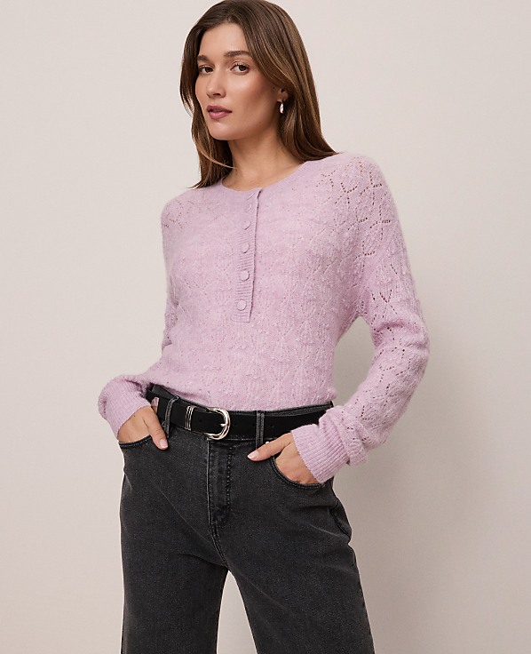 Weekend Pointelle Henley Sweater