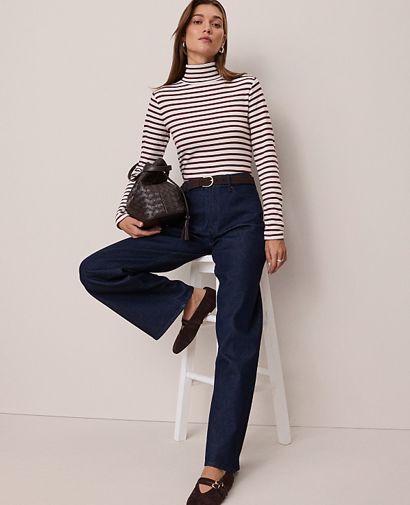Weekend Striped Turtleneck Top