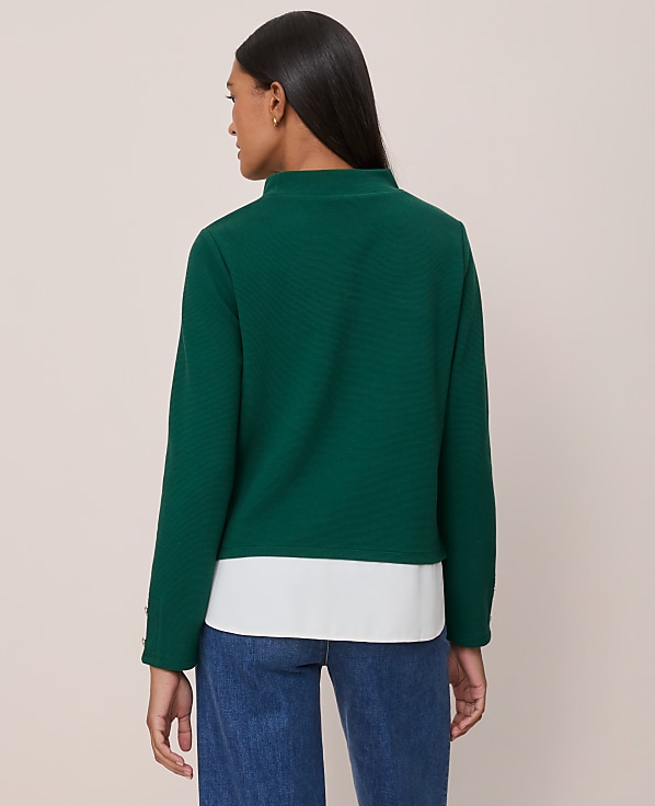 Mixed Media Mock Neck Top