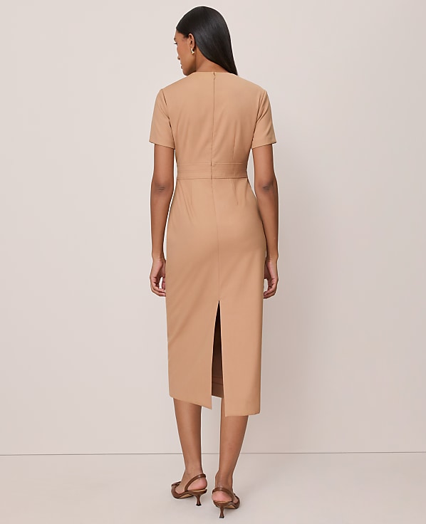 Horsebit Midi Sheath Dress