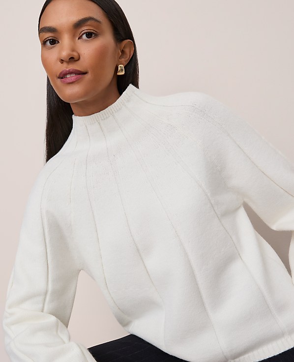 Petite Contrast Stitch Turtleneck Sweater