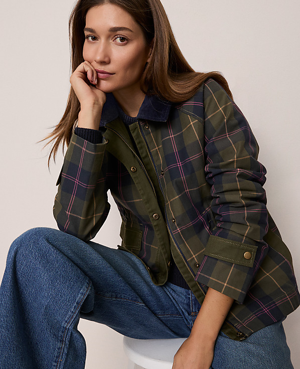 Weekend Collection Plaid Collared Jacket
