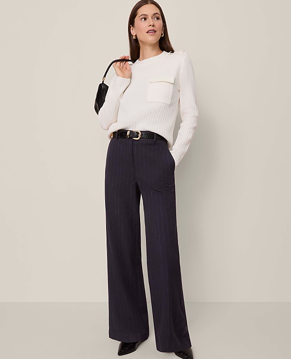 Petite Ribbed Pocket Sweater