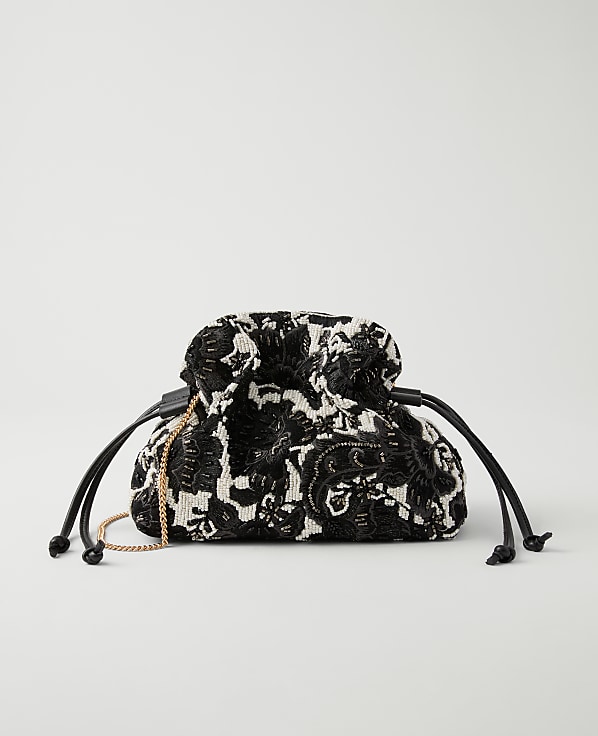 Beaded Mini Drawstring Clutch