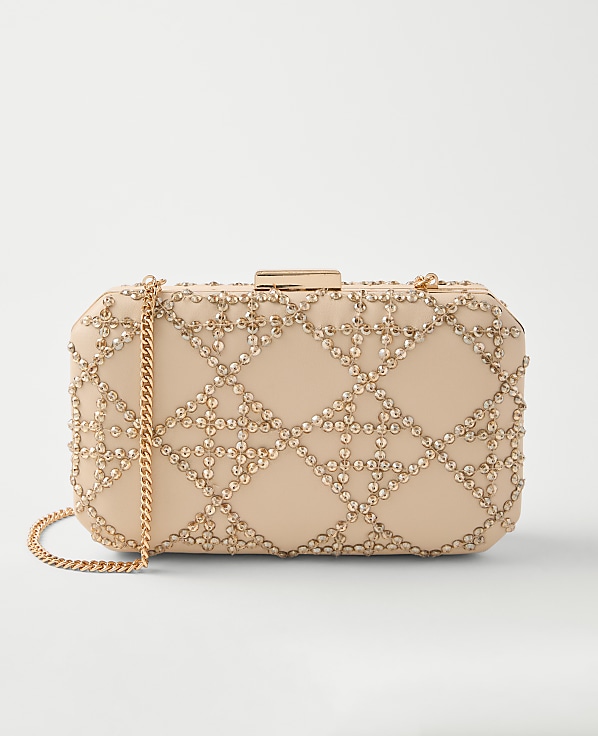 Beveled Crystal Embellished Clutch