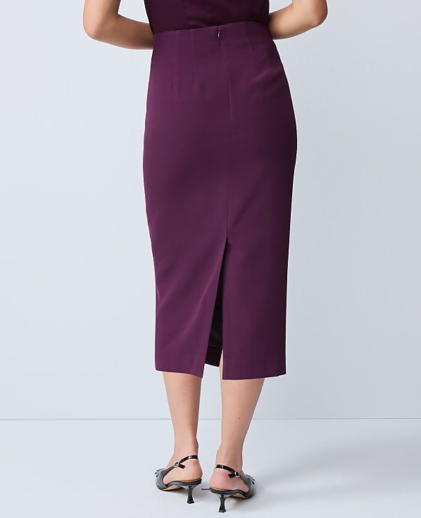 Petite Fluid Crepe Pocket Midi Skirt