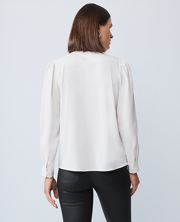 Petite Mixed Media Pintuck Top