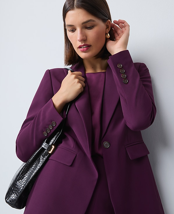 The Fitted Long Blazer in Fluid Crepe