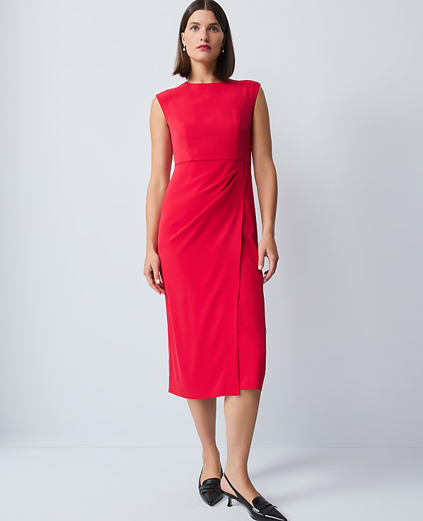 Petite Faux Wrap Sheath Dress