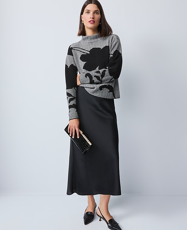 Satin Bias Midi Slip Skirt
