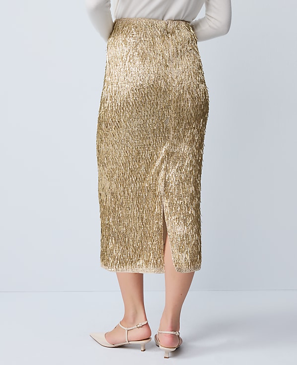 Sequin Column Midi Skirt