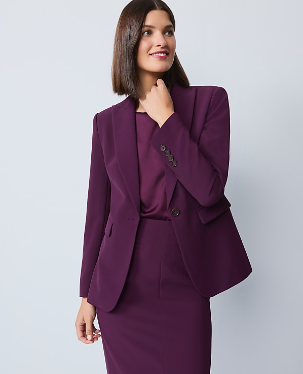 The Petite Fitted Long Blazer in Fluid Crepe