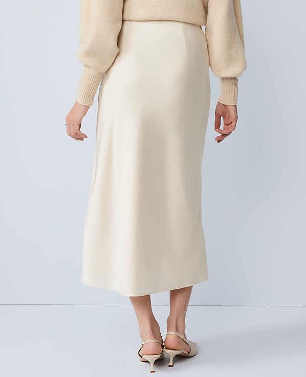 Petite Satin Bias Midi Slip Skirt