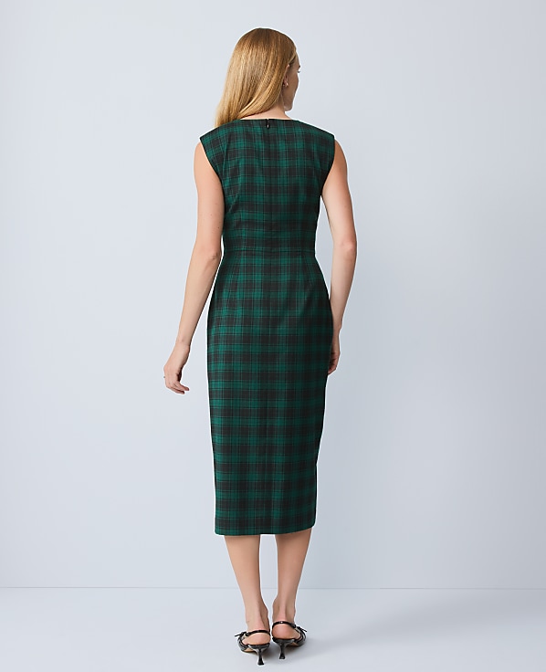 Petite Plaid Twist Sheath Dress