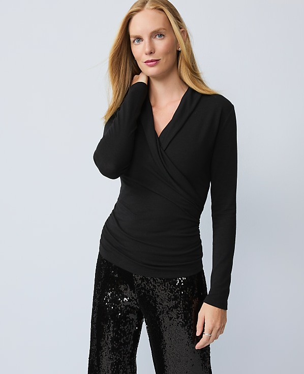 Shawl Collar Wrap Top