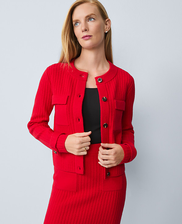 Petite Ribbed Sweater Jacket