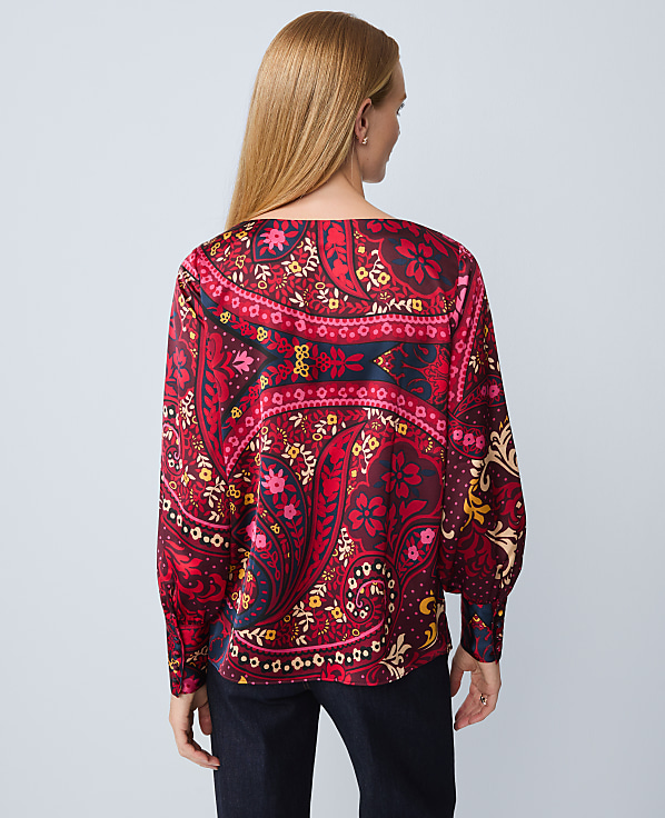 Paisley Satin Boatneck Popover