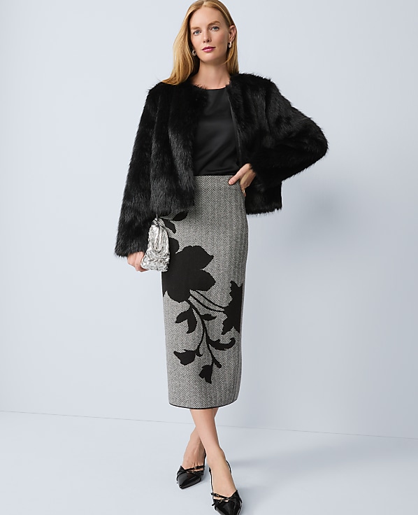 Faux Fur Crew Neck Jacket
