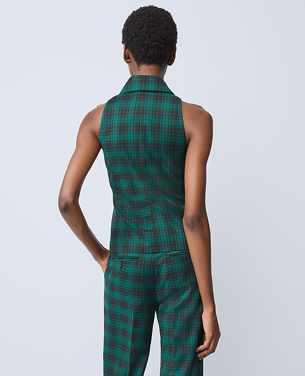 The Petite Double Breasted Vest in Plaid