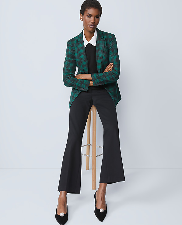 The Notched Single Button Blazer in Plaid