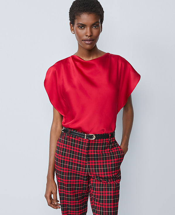 Draped Satin Blouse