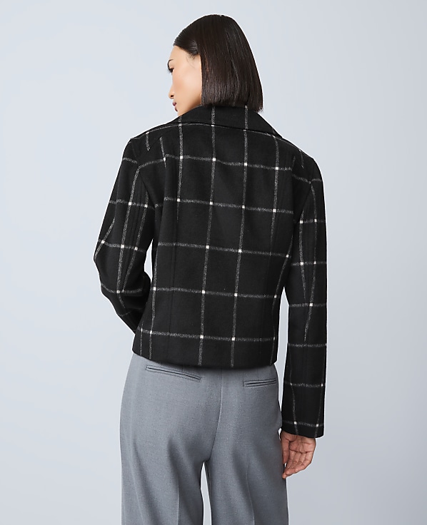 The Fitted Moto Jacket in Windowpane