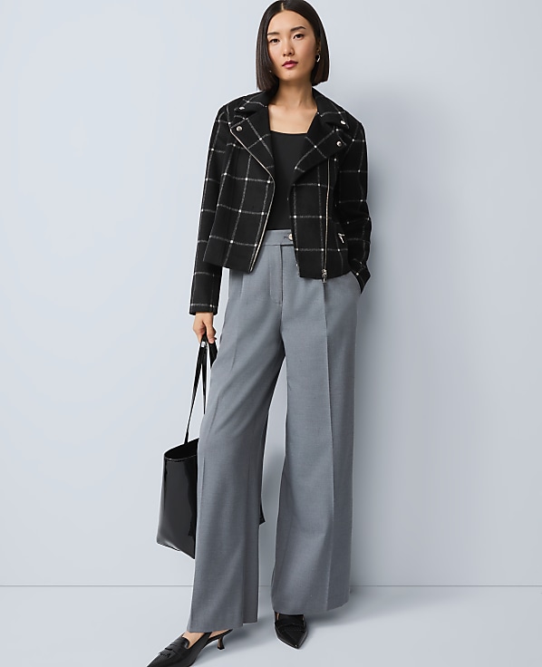 The Fitted Moto Jacket in Windowpane