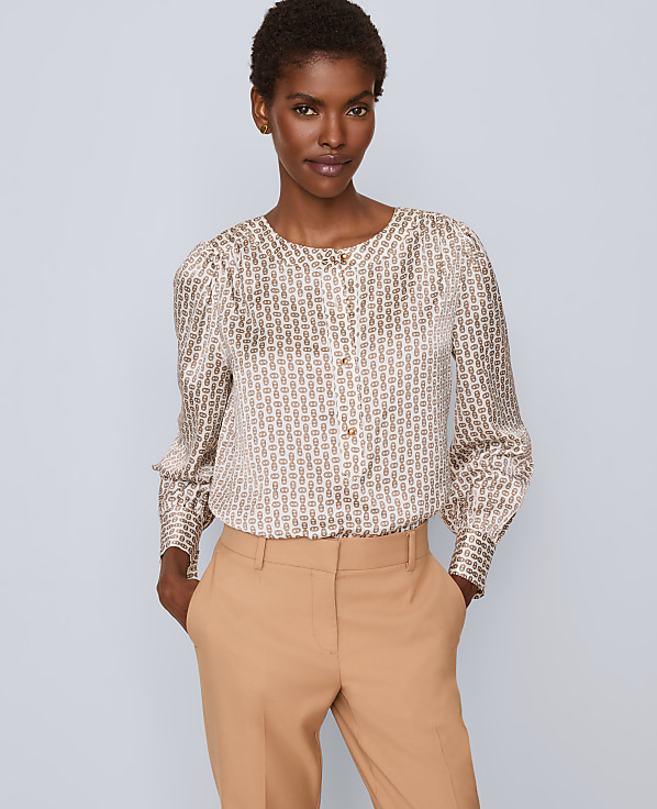Petite Chain Link Print Satin Popover