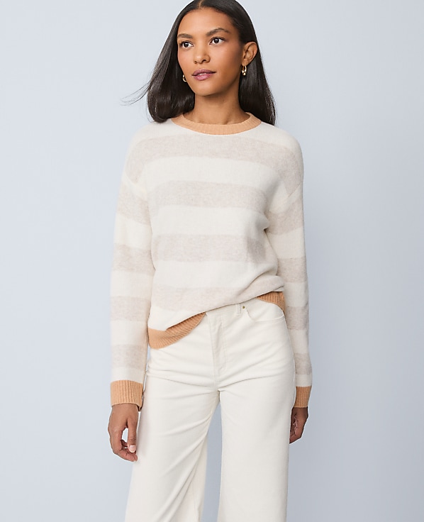 Petite Weekend Striped Crew Neck Sweater