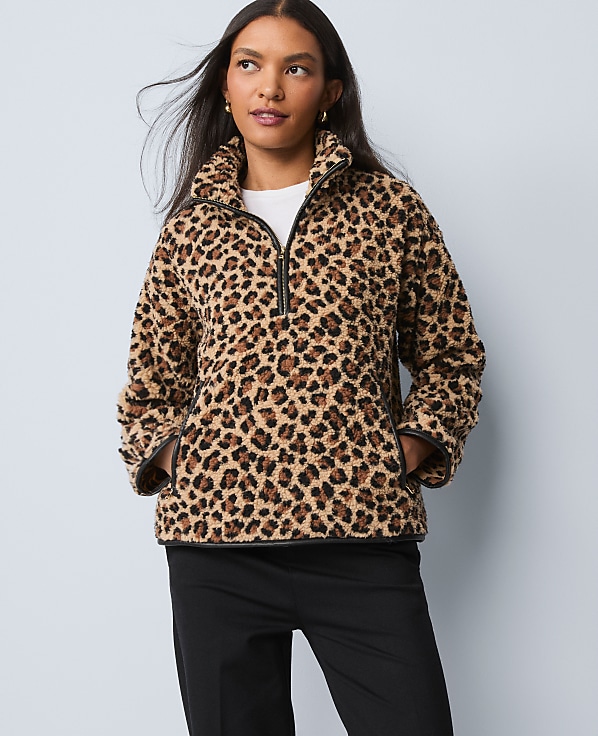Weekend Animal Print Sherpa Pullover