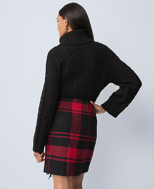 Weekend Plaid Wrap Effect Skirt