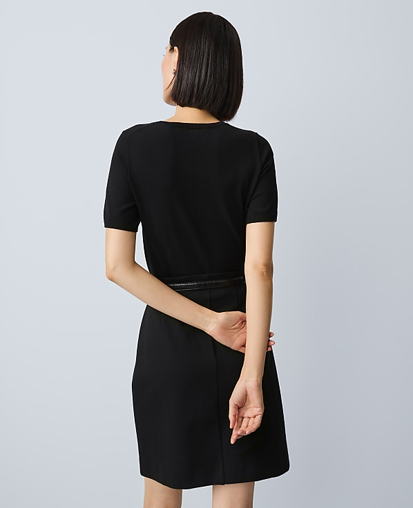 Petite Ponte Belted A-Line Skirt