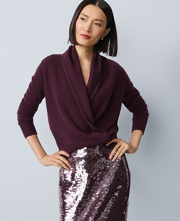 Petite Cashmere Shawl Collar Sweater