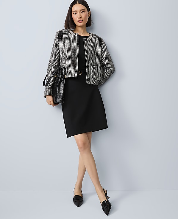 Petite Ponte Belted A-Line Skirt