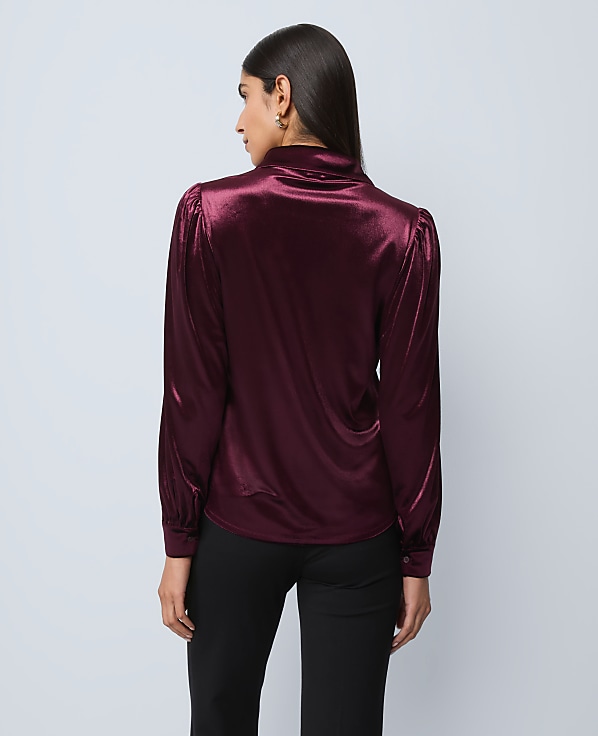 Petite Velvet Button Down Shirt