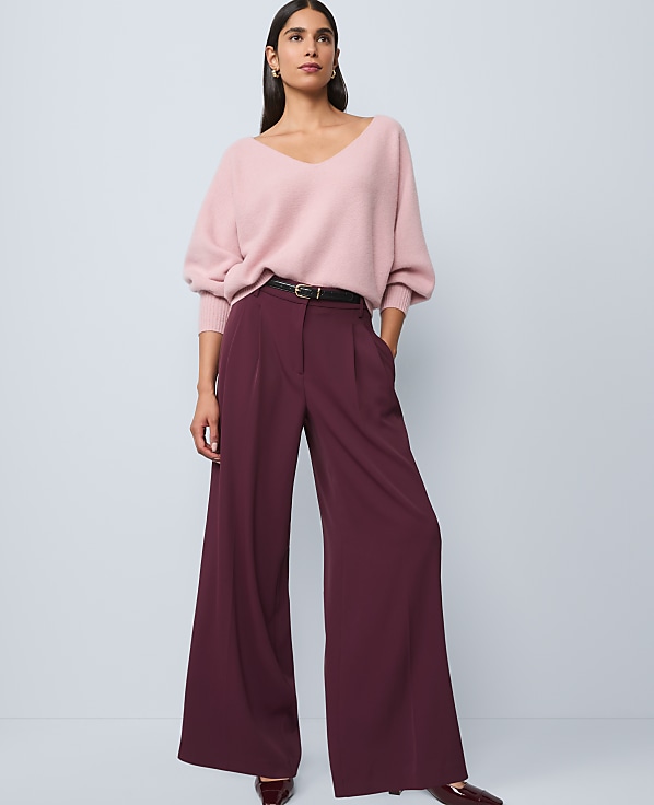 The Pleated Wide-Leg Pant in Bi-Stretch