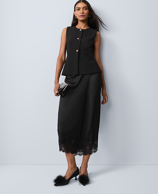 Petite Crew Neck Peplum Vest
