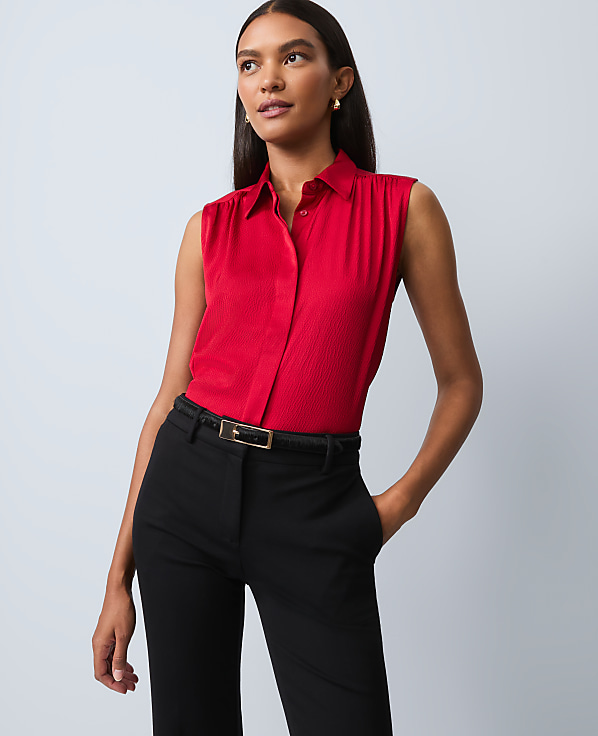 Shirred Yoke Sleeveless Shirt
