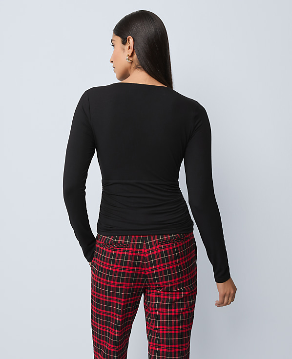 Petite Gathered V-Neck Top