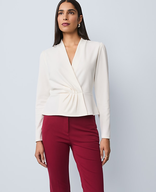 Pleat Waist Wrap Top
