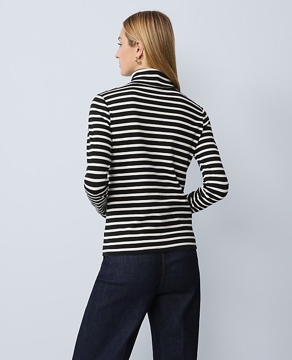 Petite Weekend Striped Turtleneck Top
