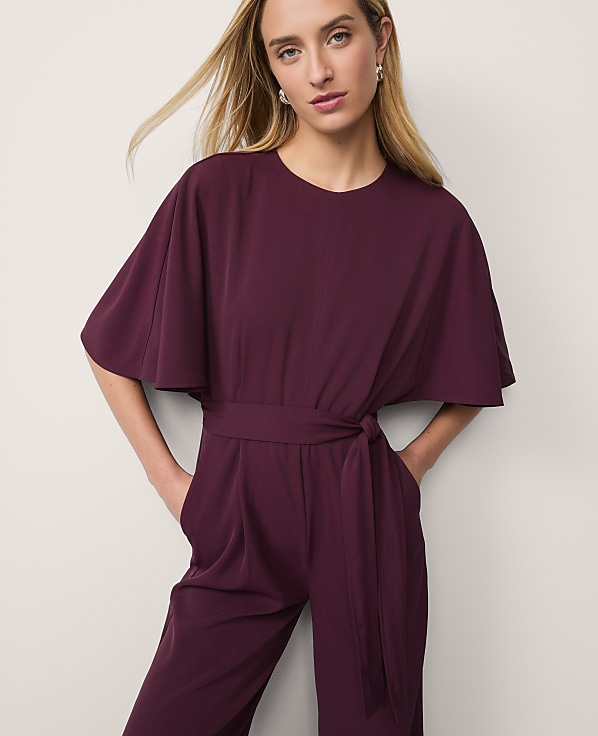 Belted Crew Neck Jumpsuit