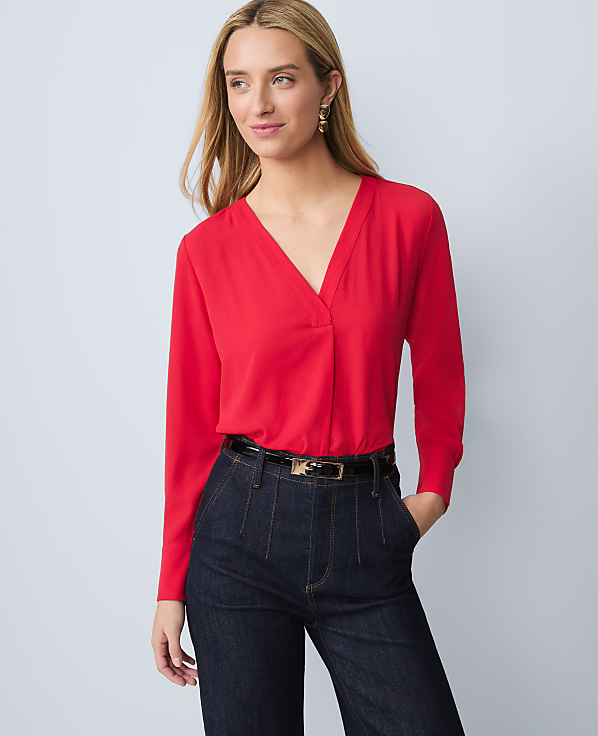 Mixed Media Pleat Front Top